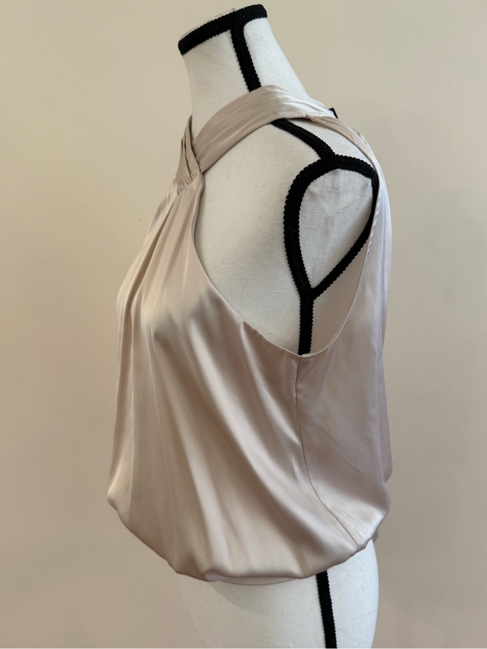 Express Sleeveless Halter Neck Satin Top in Taupe size small - Picture 2 of 6